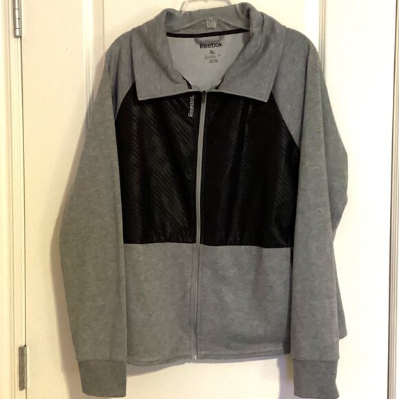 Reebok Play Dry Men's Lightweight Jacket Size XL Full Zip Color Block Gray Black - Picture 1 of 9